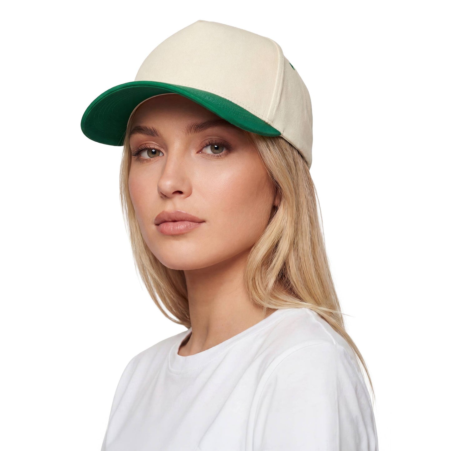 C.C Two Tone Cotton Criss-Cross Back Ponytail Trucker Hat
