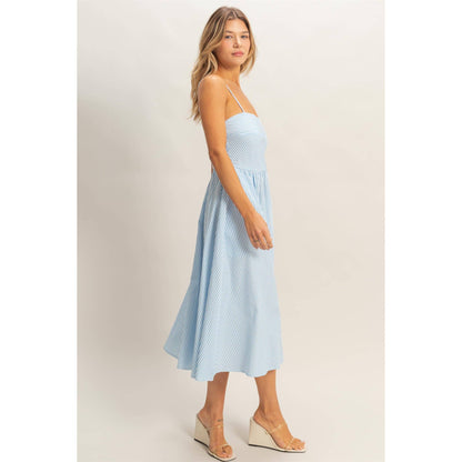 Blue Striped Spaghetti Strap Dress
