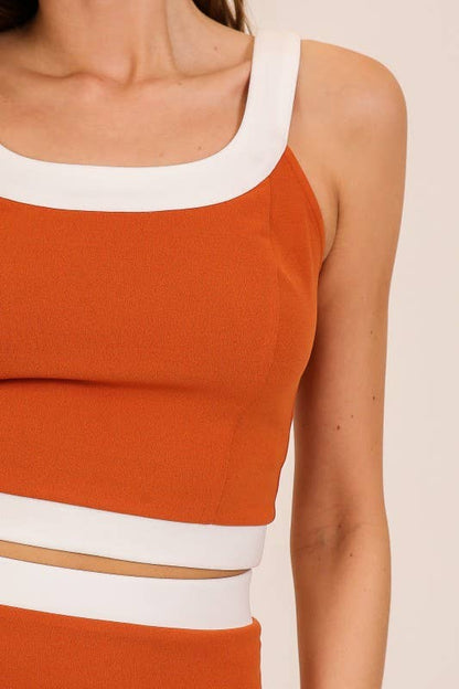 Game Day Color Block Contrast Crop Top