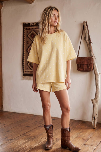 Polka Dot Heavy Scuba Top and Shorts Set
