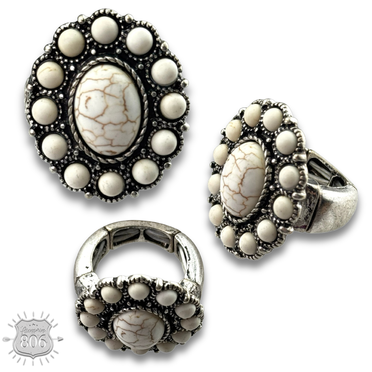 Oval stone stretch ring