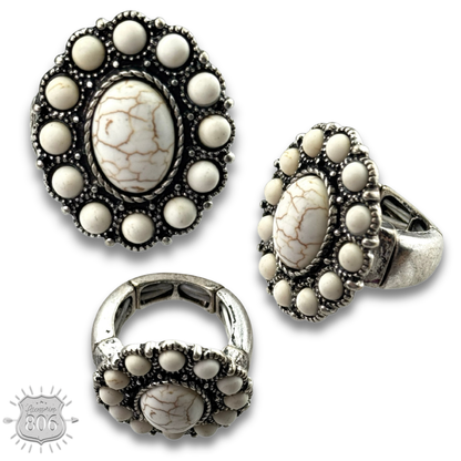 Oval stone stretch ring