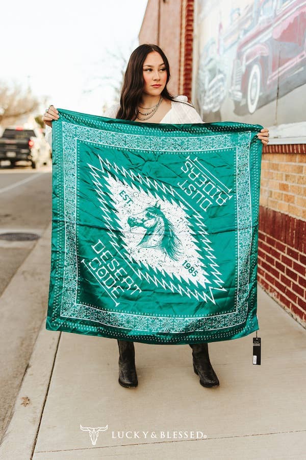 Classic Western Teal Horse Wild Rag