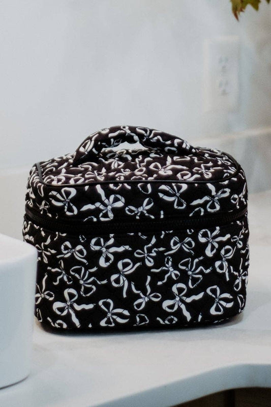 Black & White Bows All Over Travel Makeup Bag