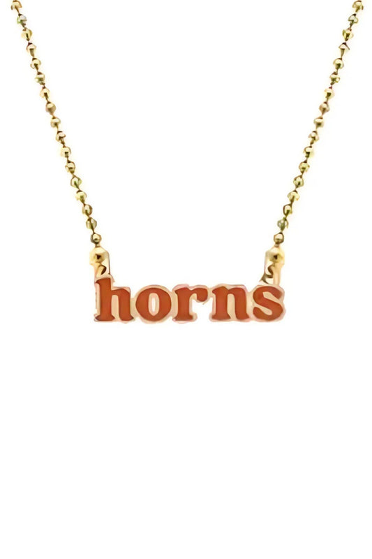Texas Longhorns Slogan Necklace in Burnt Orange/Shiny Gold