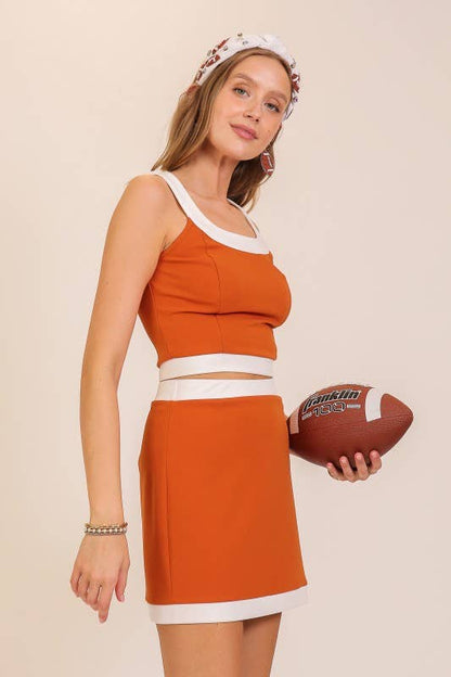 Game Day Color Block Contrast Crop Top