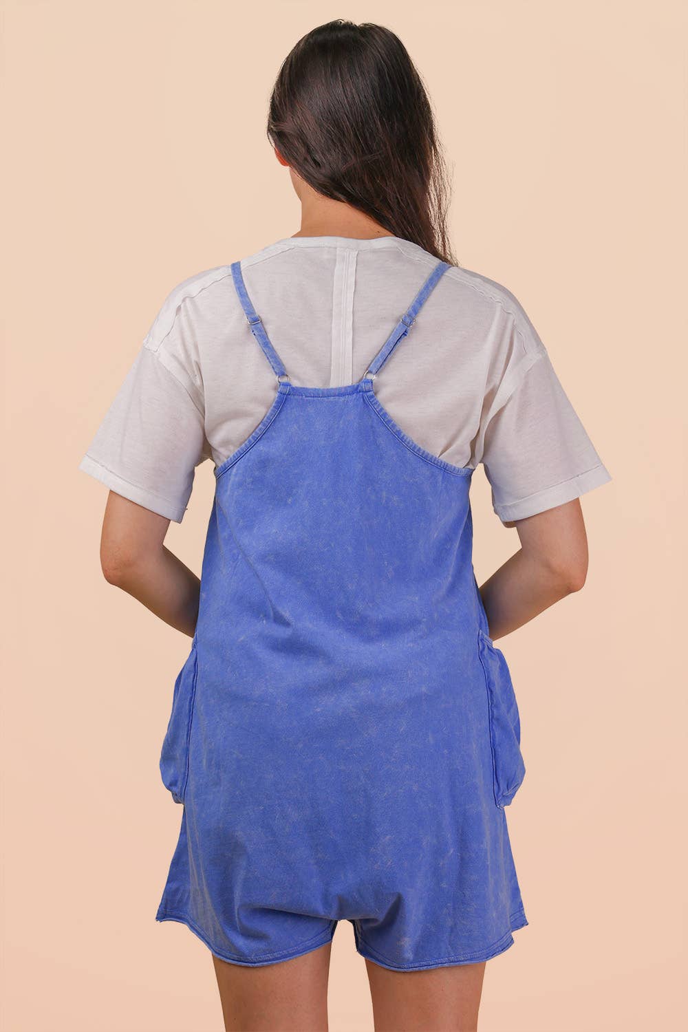 NP70359-Mineral Washed Sleeveless Casual Knit Romper
