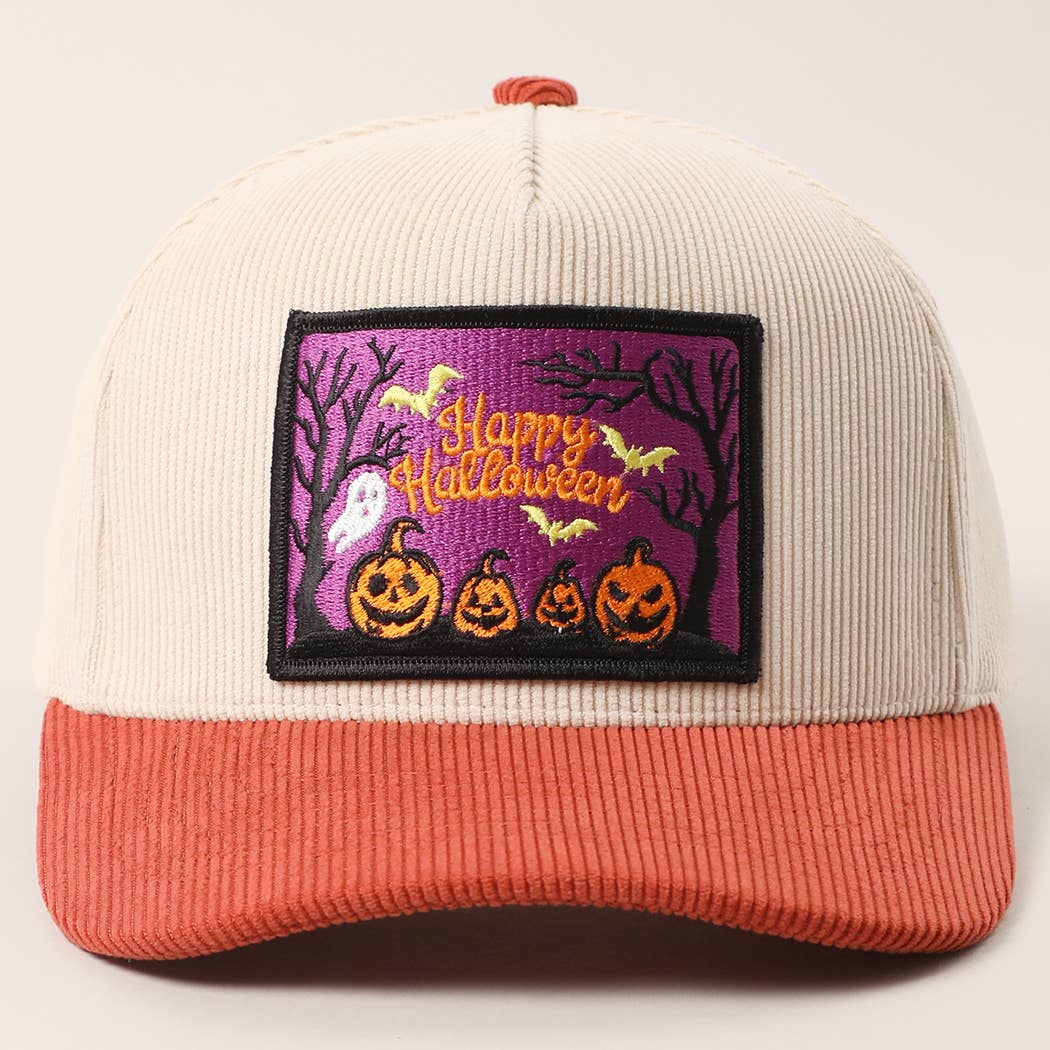 Ghostly Night Patch Two-Tone Corduroy Trucker Hat
