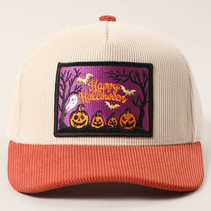Ghostly Night Patch Two-Tone Corduroy Trucker Hat