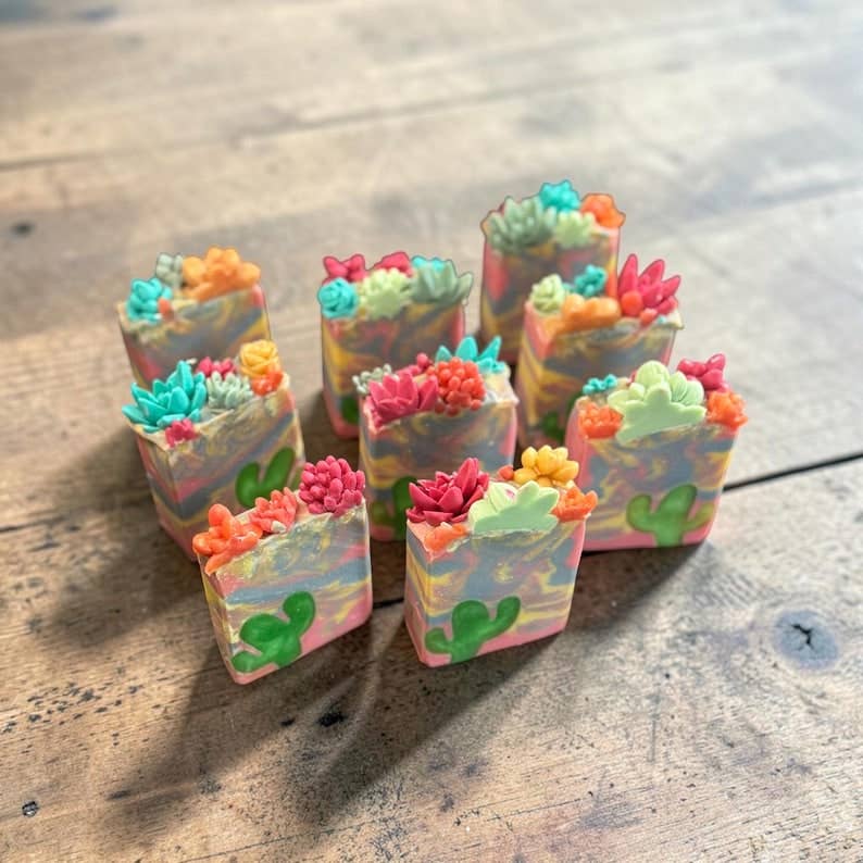 Blooming Cactus Blossom Bar Soap Made with Tallow and Creamy Goatmilk- Homemade, Cold Process