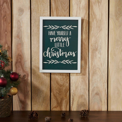 Have Yourself A Merry Little Christmas Green Wall Hanging Sign 15x11