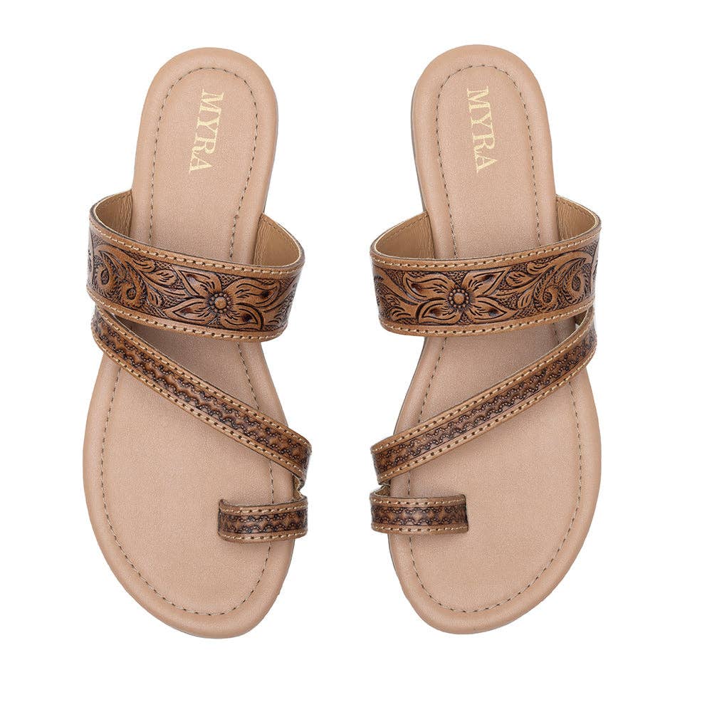 Myra Point Ridge Hand-tooled Sandals