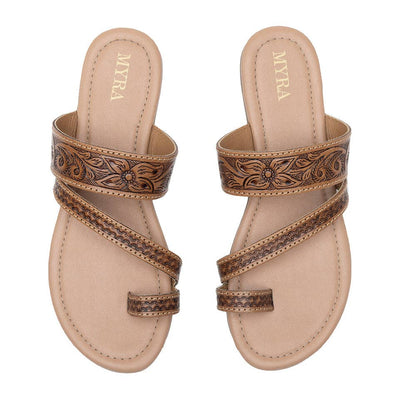 Myra Point Ridge Hand-tooled Sandals