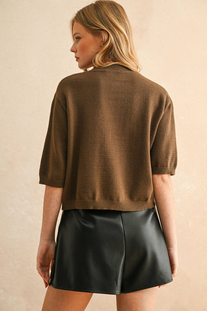 SHORT SLEEVE SWEATER TOP