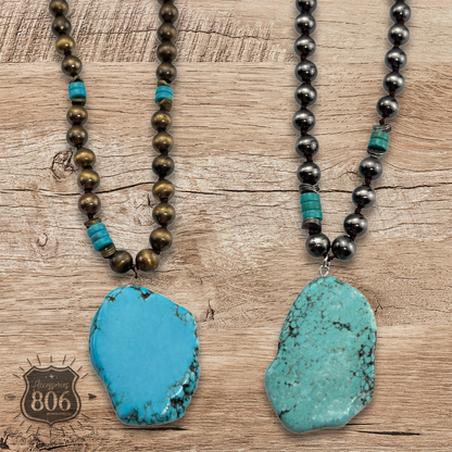 Turquoise pendant western necklace