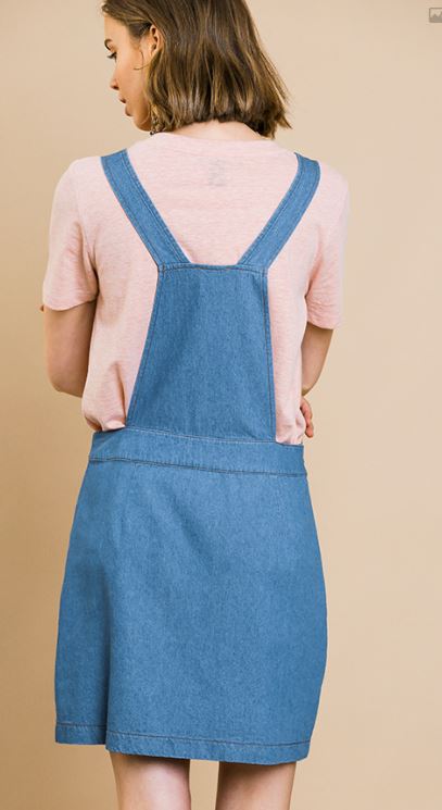 Denim Overall Dress with Pockets