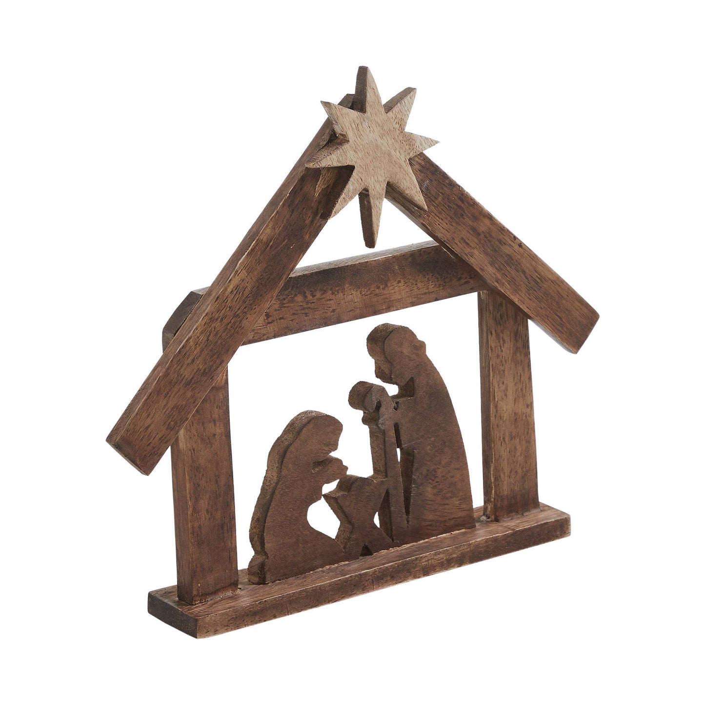 A Savior is Born Dark Wooden Nativity Scene