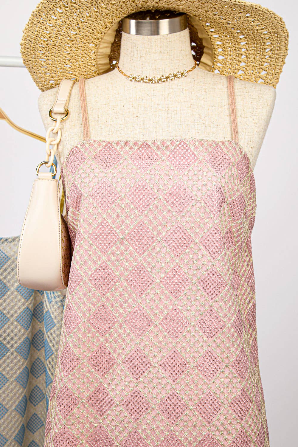 VD33900-Checkered Printed Summer Mini Dress