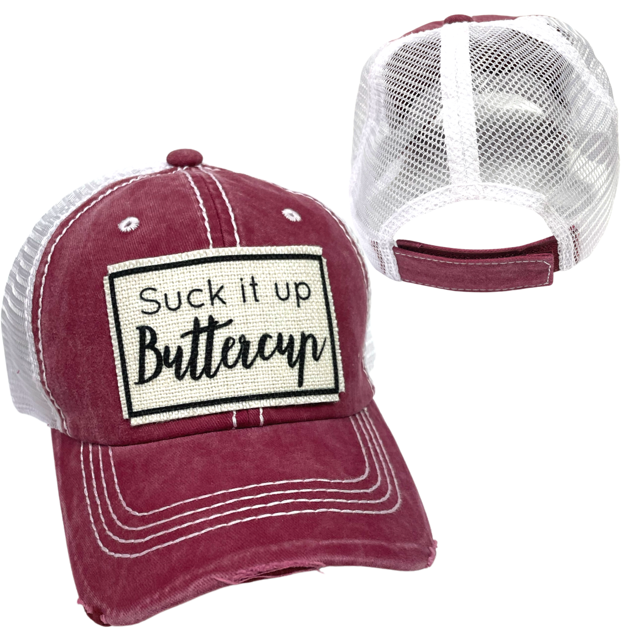 SUCK IT UP BUTTERCUP BALL CAP | UNISEX HAT | DISTRESSED