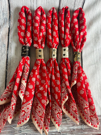 Red Floral Bandanas  (slides sold separately)