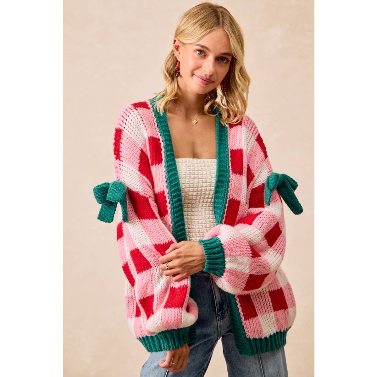 CHRISTMAS THEME OPEN FRONT SWEATER CARDIGAN