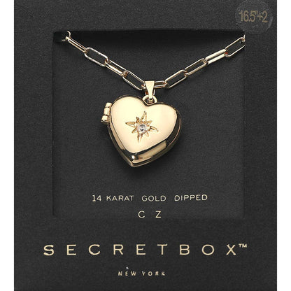 SECRET BOX 14K Gold Heart Locket Necklace