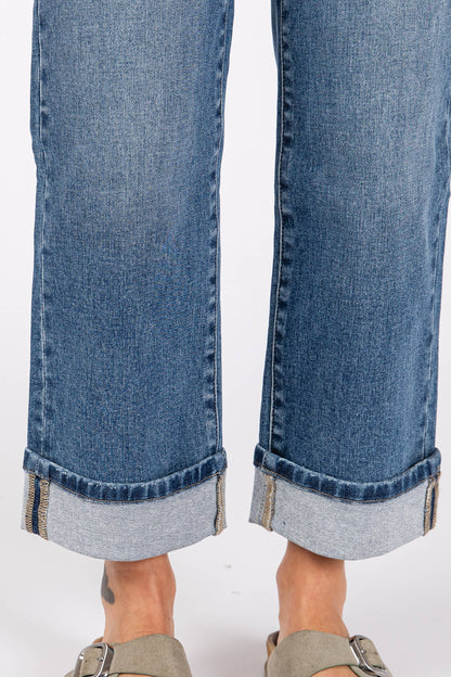 HIGH RISE STRETCH RELAXED STRAIGHT W/ CUFFED HEM