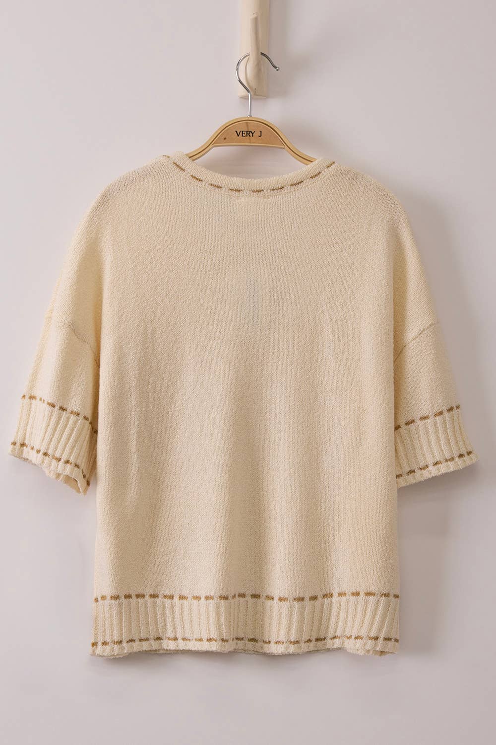 12W3636NX-PLUS SIZE Stitch Detail Knit Summer Sweater Top