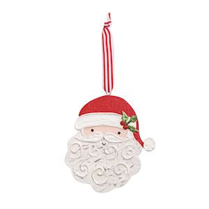 Santa Painted Wood Ornament