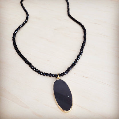 Chic Obsidian Long Beaded Necklace