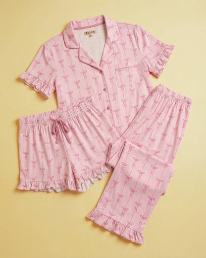 3-Piece Pack Bow Frilly PJ Set