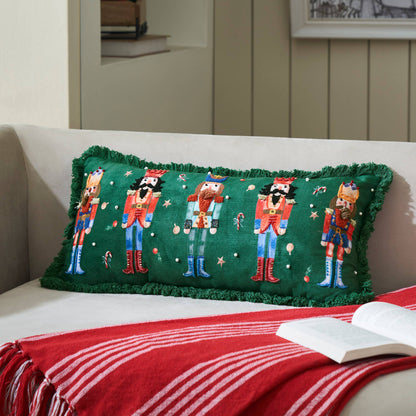 Nutcracker Green Fringed Pillow 12x24