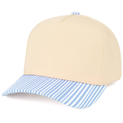 C.C Striped Pattern on Bill Plain Two Tone Trucker Hat