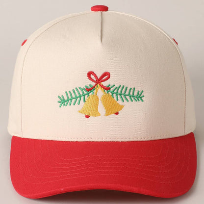 Christmas Jingle Bell Embroidery Baseball Cap