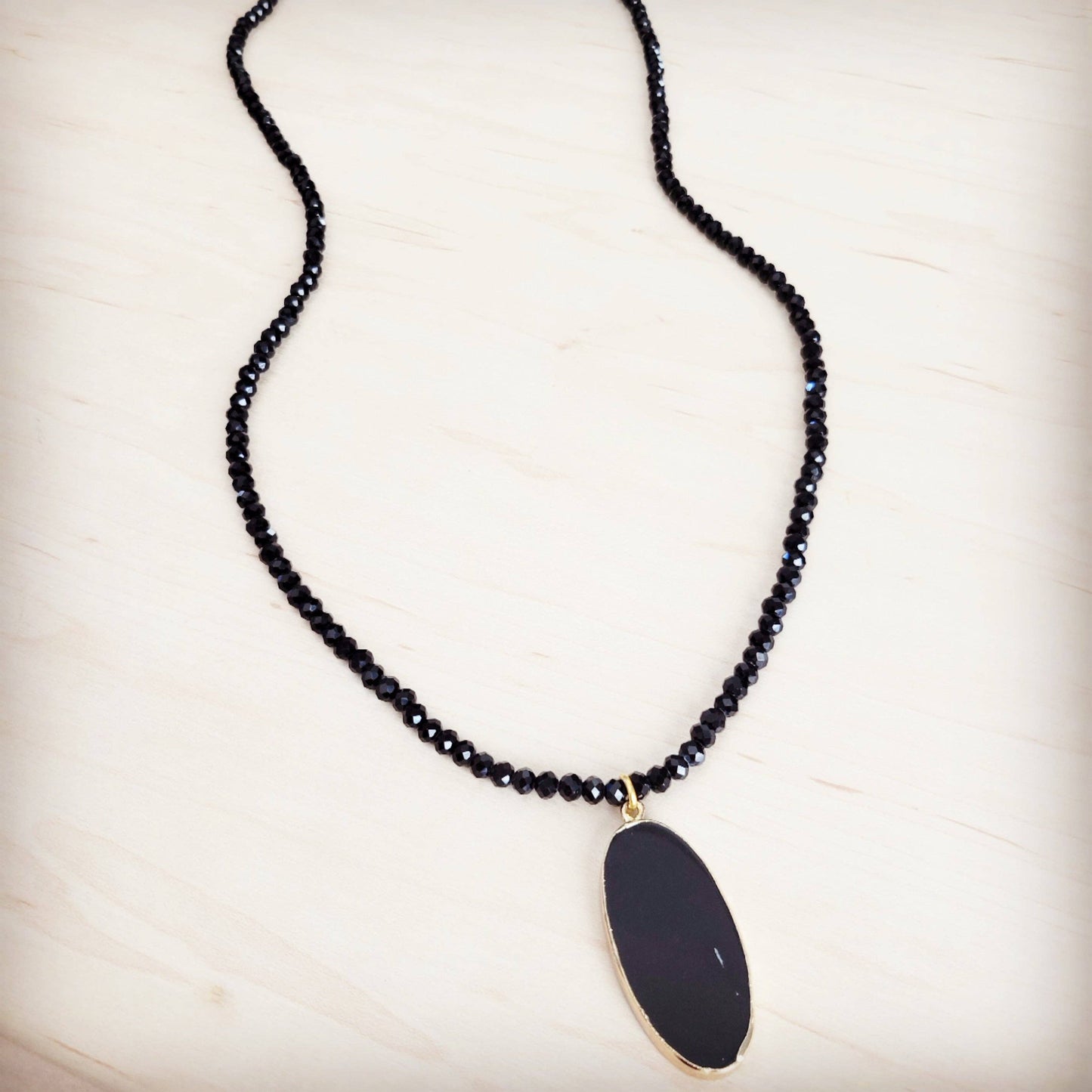 Chic Obsidian Long Beaded Necklace