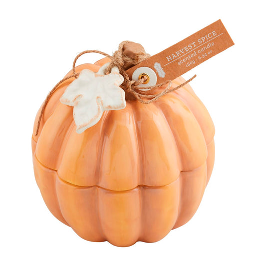 ORANGE CERAMIC PUMPKIN CANDLE