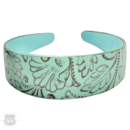 Western print tooled headband