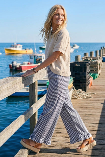 Checkered Gingham Fully Lined Pants