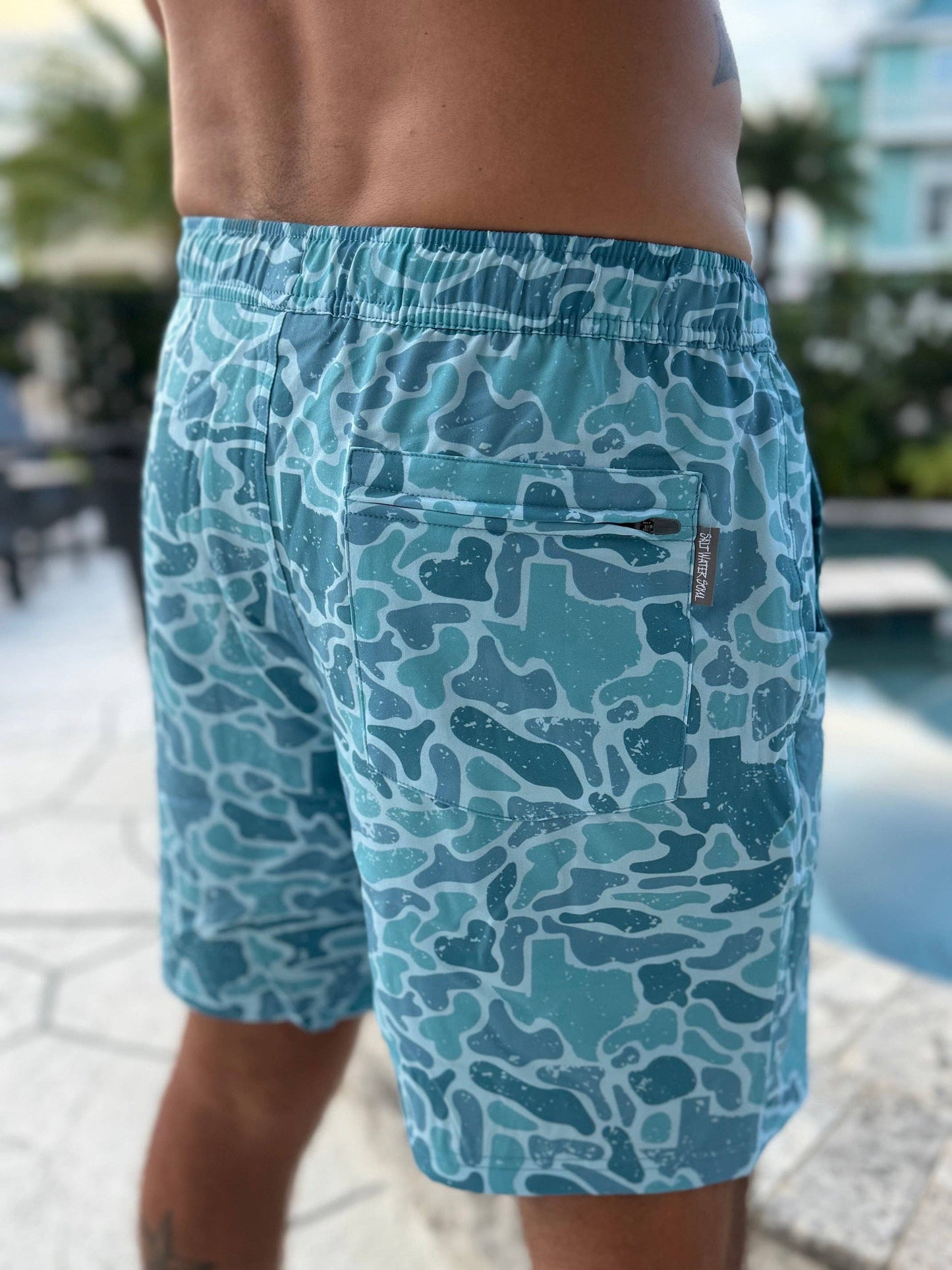 Salt Water Soul Texas Ocean Camo Athletic Shorts