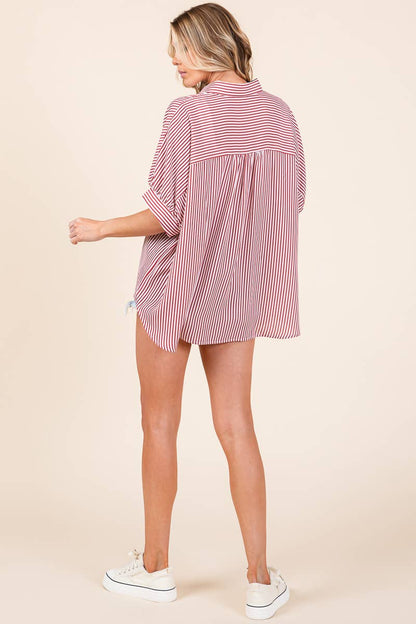 Oversized Short Sleeve Button Down Shirt