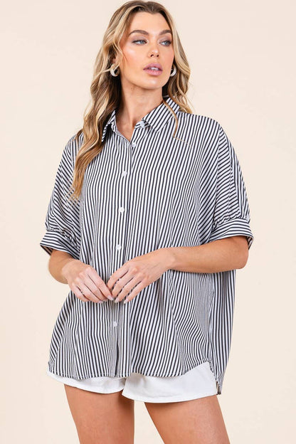 Oversized Short Sleeve Button Down Shirt