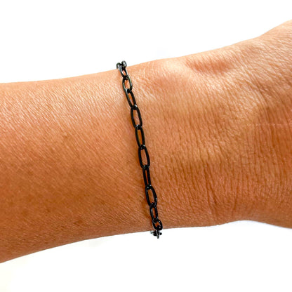 Enamel mini paperclip chain link bracelet