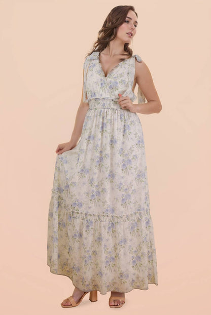 Floral Printed Shoulder Strap Midi Dress