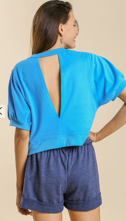 Ribbed Round Neck Open Back