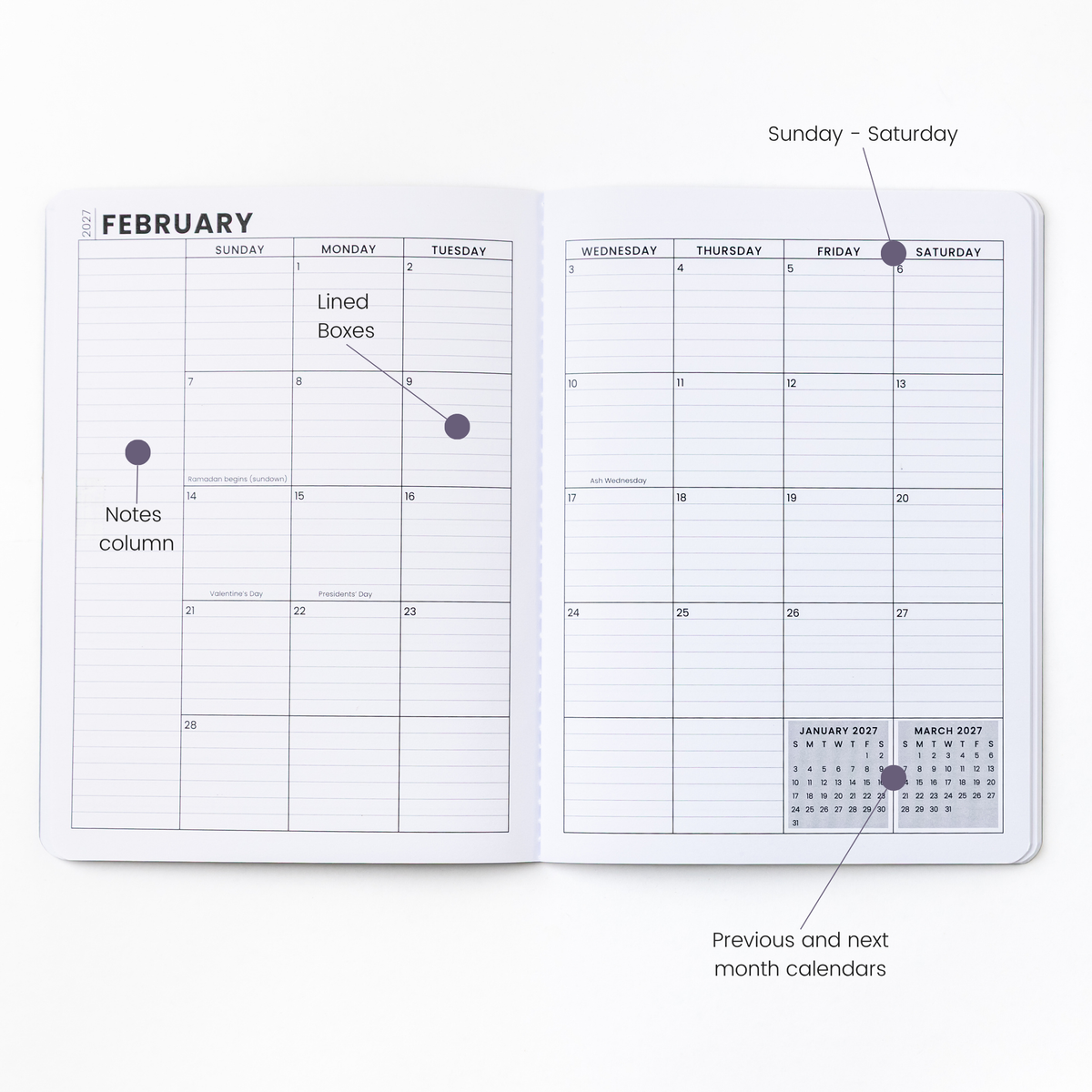 2027 Monthly Planner - Midnight Petals