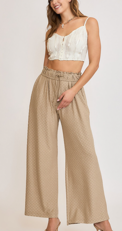 Lightweight Jacquard Wide Leg Pants