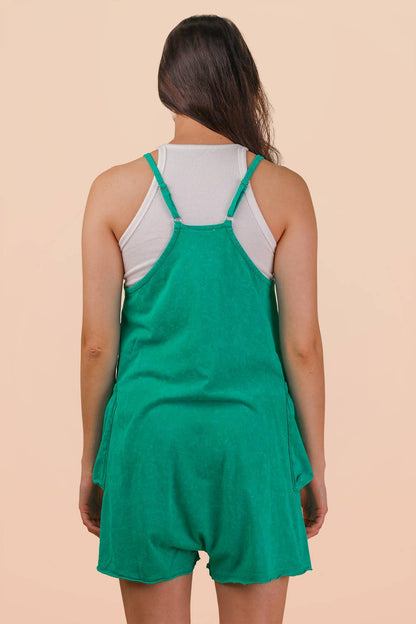 NP70359-Mineral Washed Sleeveless Casual Knit Romper