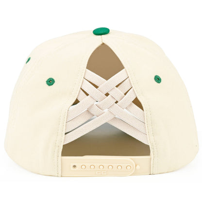 C.C Two Tone Cotton Criss-Cross Back Ponytail Trucker Hat