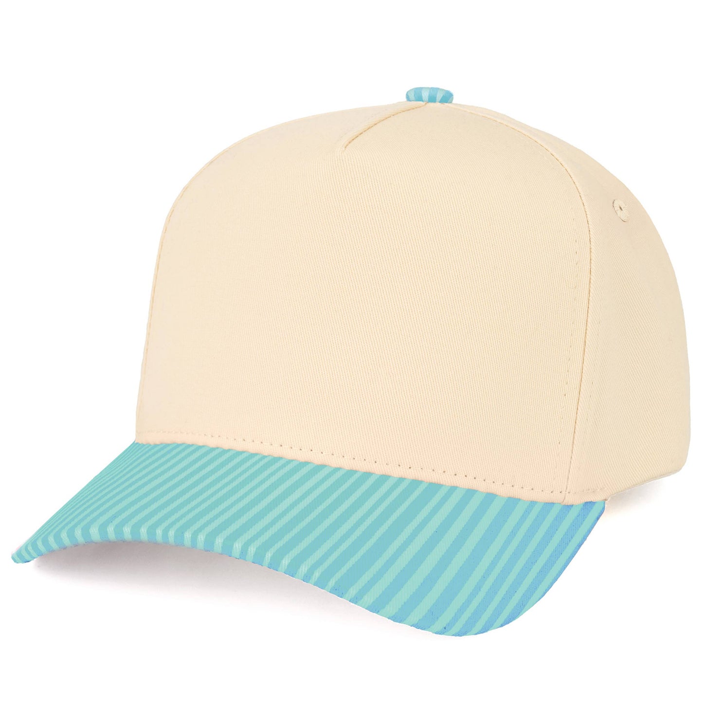C.C Striped Pattern on Bill Plain Two Tone Trucker Hat