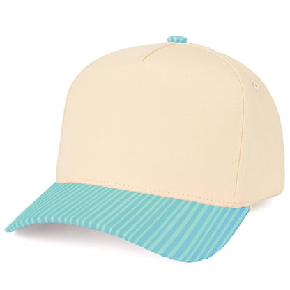 C.C Striped Pattern on Bill Plain Two Tone Trucker Hat